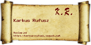 Karkus Rufusz névjegykártya